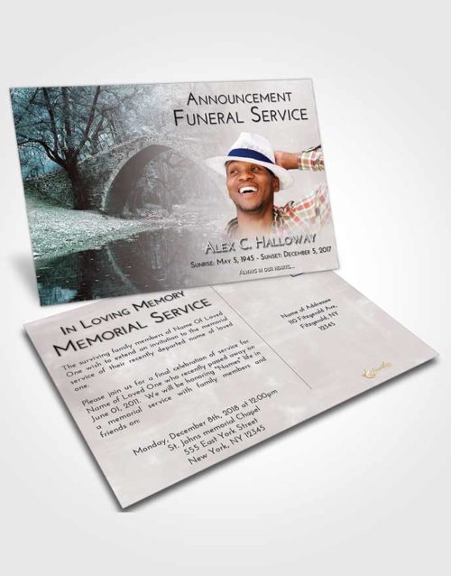 Funeral Announcement Card Template Morning Forest Bridge