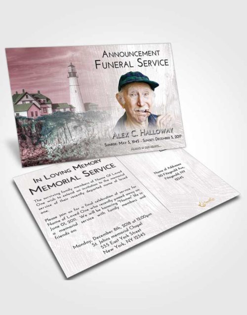 Funeral Announcement Card Template Morning Lighthouse Journey