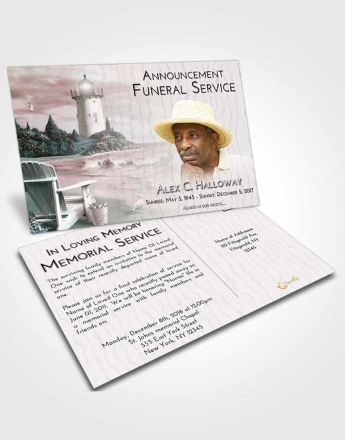 Funeral Announcement Card Template Morning Lighthouse Laughter