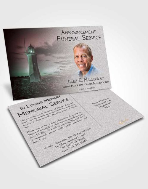 Funeral Announcement Card Template Morning Lighthouse Magnificence