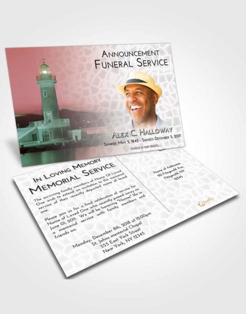 Funeral Announcement Card Template Morning Lighthouse Majesty