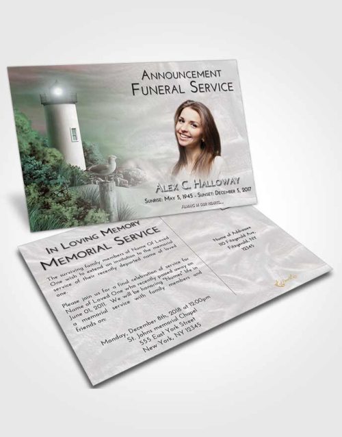 Funeral Announcement Card Template Morning Lighthouse Mystery