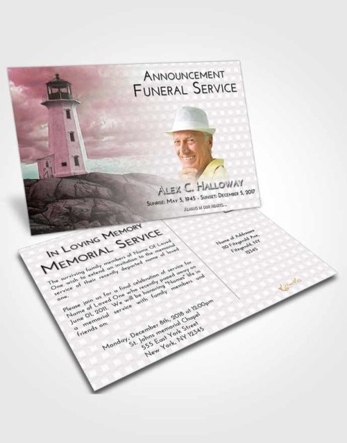 Funeral Announcement Card Template Morning Lighthouse Safety