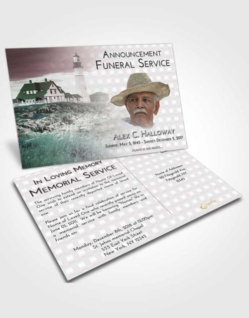 Funeral Announcement Card Template Morning Lighthouse Secret