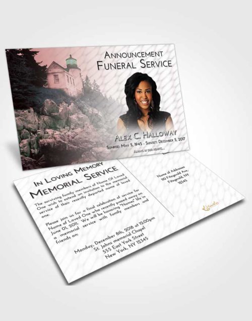 Funeral Announcement Card Template Morning Lighthouse on the Rocks
