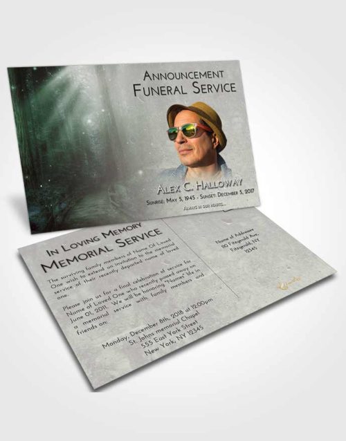 Funeral Announcement Card Template Morning Magical Forest