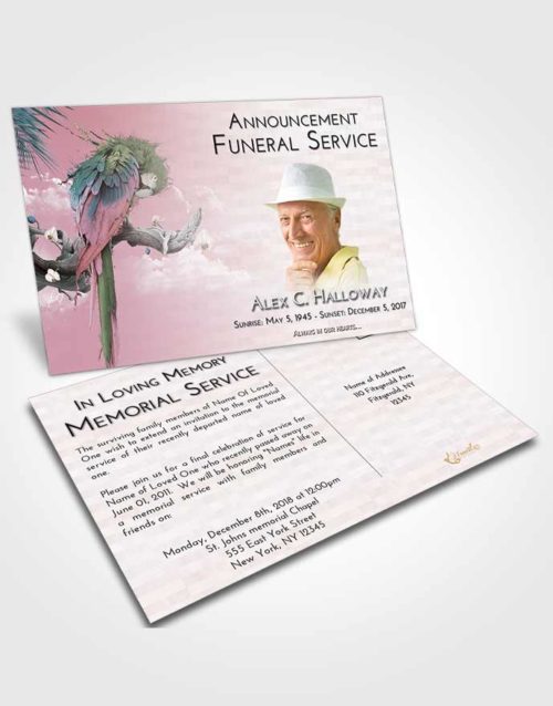 Funeral Announcement Card Template Morning Magical Parrot