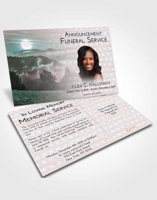 Funeral Announcement Card Template Morning Misty Forest
