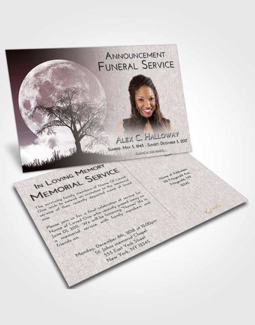 Funeral Announcement Card Template Morning Moon Peace