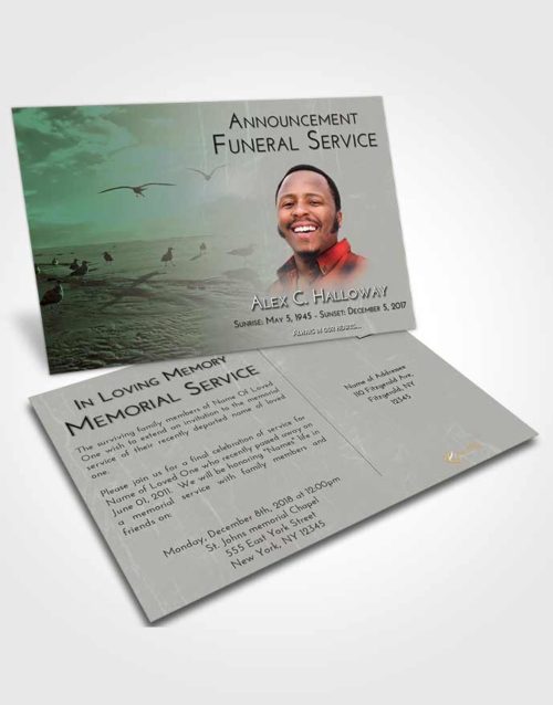 Funeral Announcement Card Template Morning Natural Beach