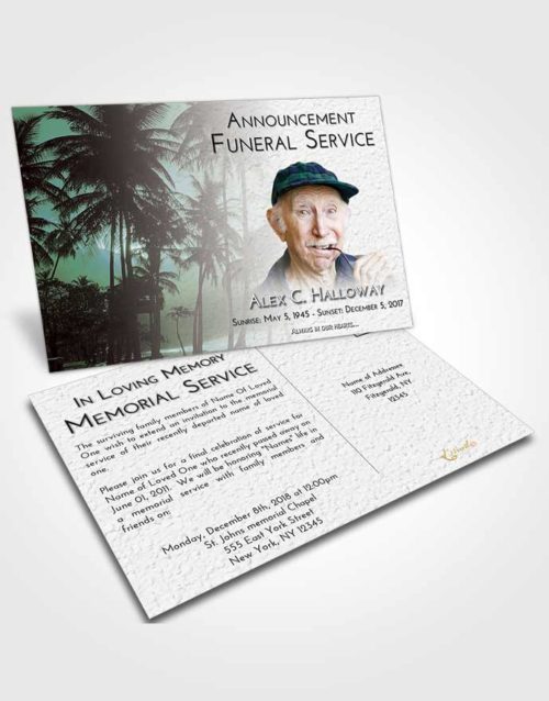 Funeral Announcement Card Template Morning Palm Paradise