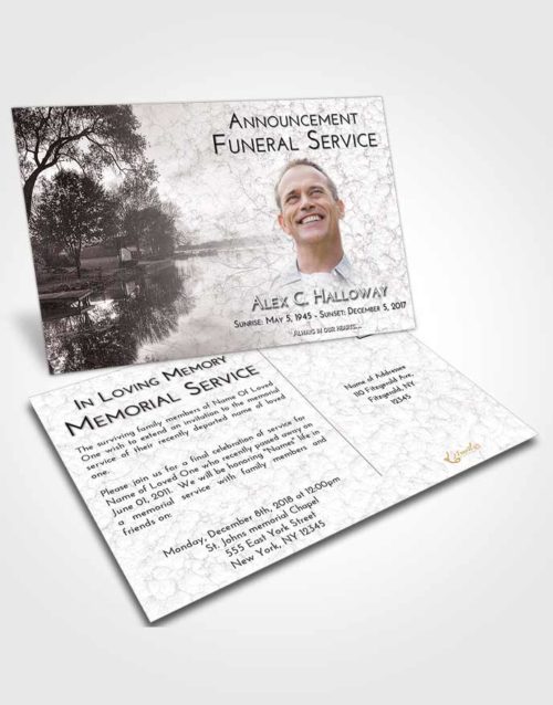 Funeral Announcement Card Template Morning River Reflection