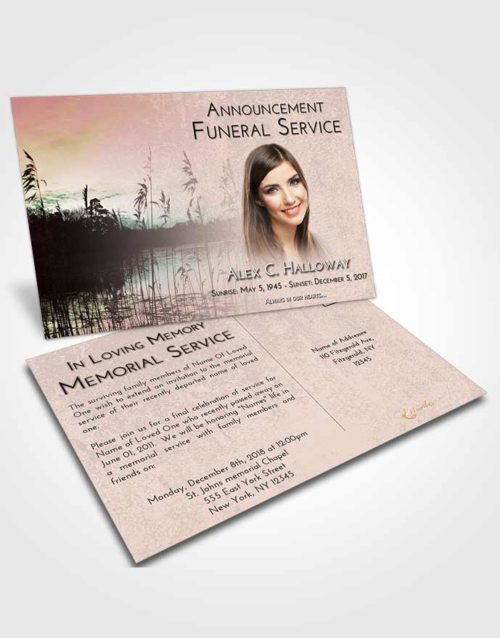 Funeral Announcement Card Template Morning Serenity Lake