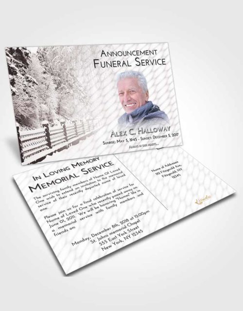 Funeral Announcement Card Template Morning Snow Walk