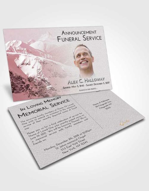 Funeral Announcement Card Template Morning Snowy Mountains