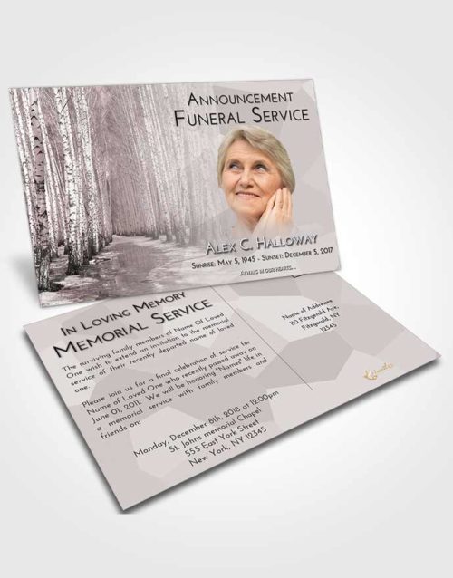 Funeral Announcement Card Template Morning Snowy Stream