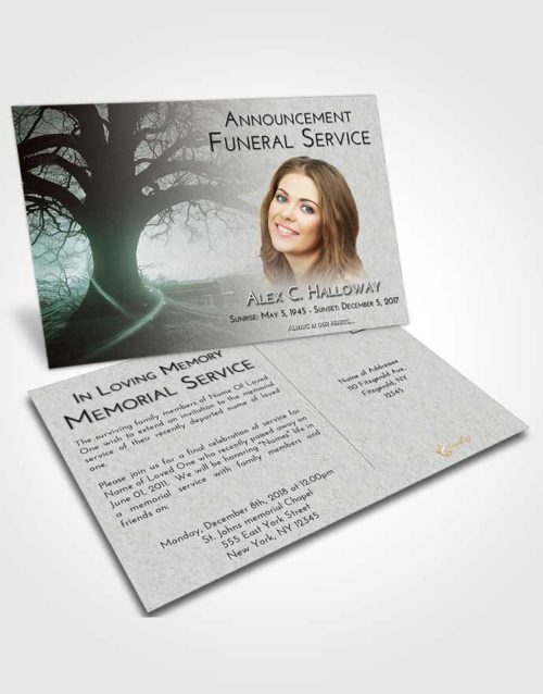 Funeral Announcement Card Template Morning Tree Serenity
