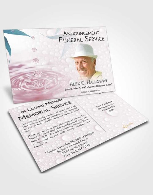 Funeral Announcement Card Template Morning Water Droplet