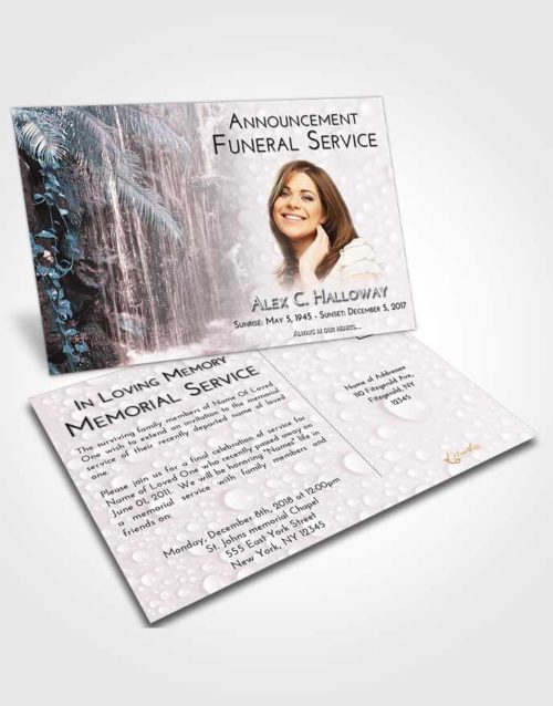 Funeral Announcement Card Template Morning Waterfall Breeze