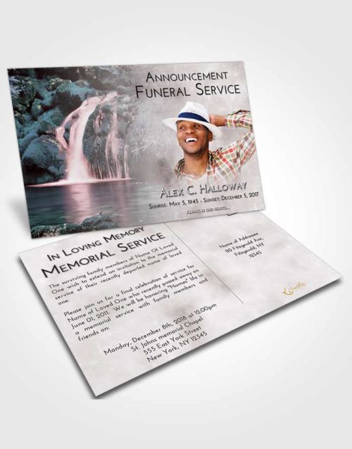 Funeral Announcement Card Template Morning Waterfall Clarity