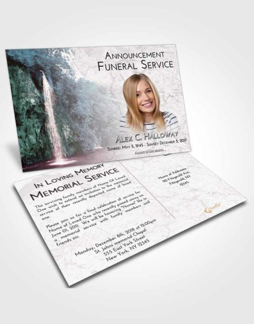Funeral Announcement Card Template Morning Waterfall Happiness