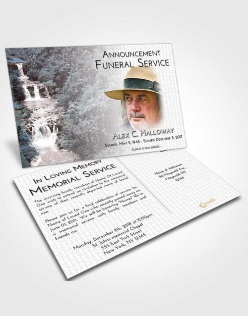 Funeral Announcement Card Template Morning Waterfall Liberty