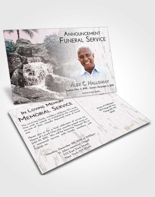Funeral Announcement Card Template Morning Waterfall Masterpiece