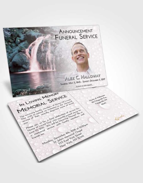 Funeral Announcement Card Template Morning Waterfall Paradise