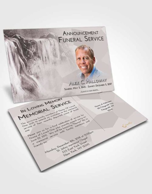 Funeral Announcement Card Template Morning Waterfall Tranquility
