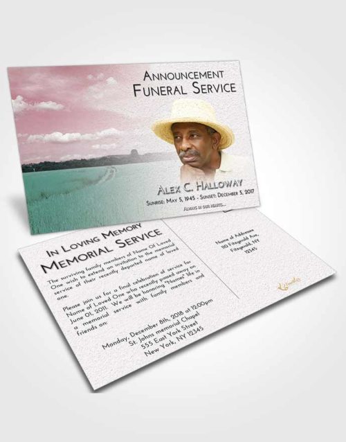 Funeral Announcement Card Template Morning Wheat Serenity