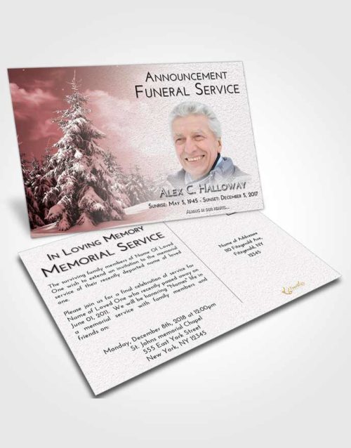 Funeral Announcement Card Template Morning Winter Wonderland