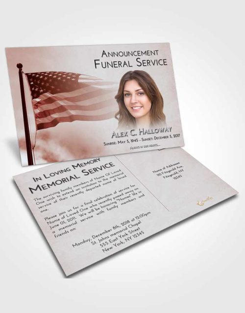 Funeral Announcement Card Template Ruby Love American Honor