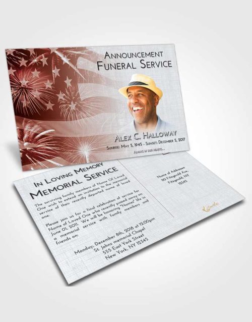 Funeral Announcement Card Template Ruby Love American Patriot