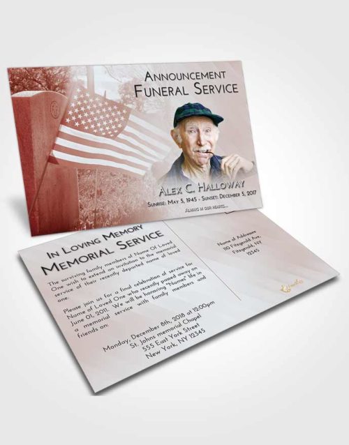 Funeral Announcement Card Template Ruby Love American Smile