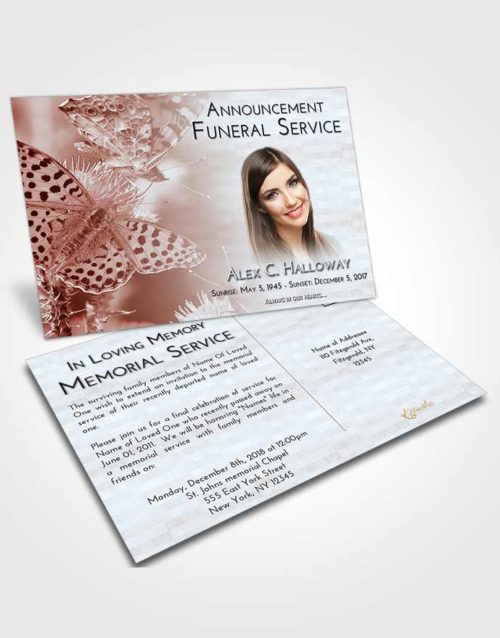 Funeral Announcement Card Template Ruby Love Butterfly Peace