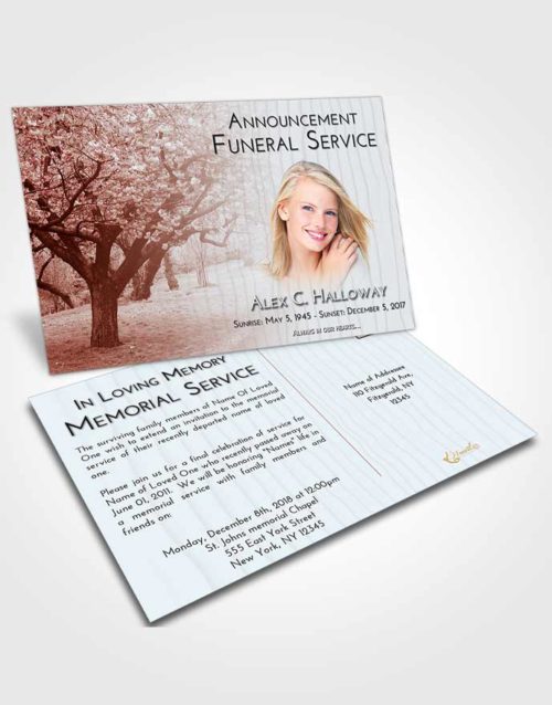 Funeral Announcement Card Template Ruby Love Flowering Path