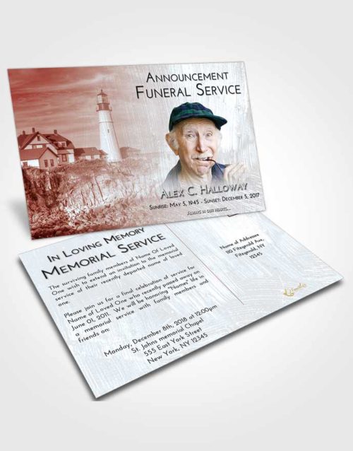 Funeral Announcement Card Template Ruby Love Lighthouse Journey