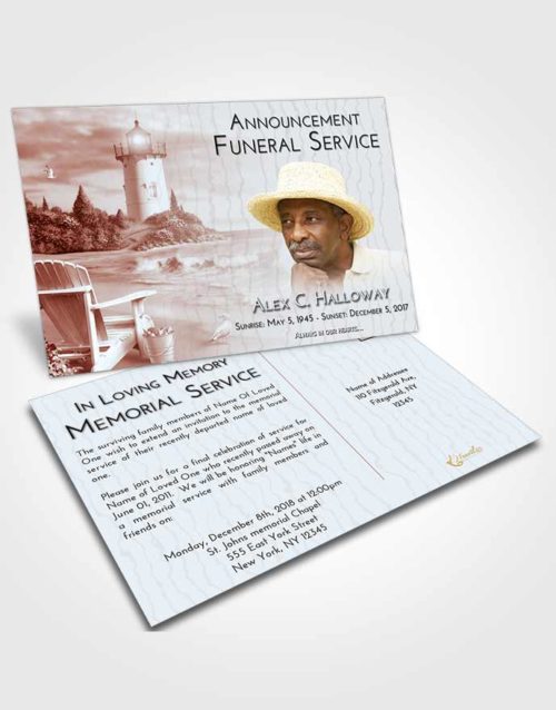 Funeral Announcement Card Template Ruby Love Lighthouse Laughter