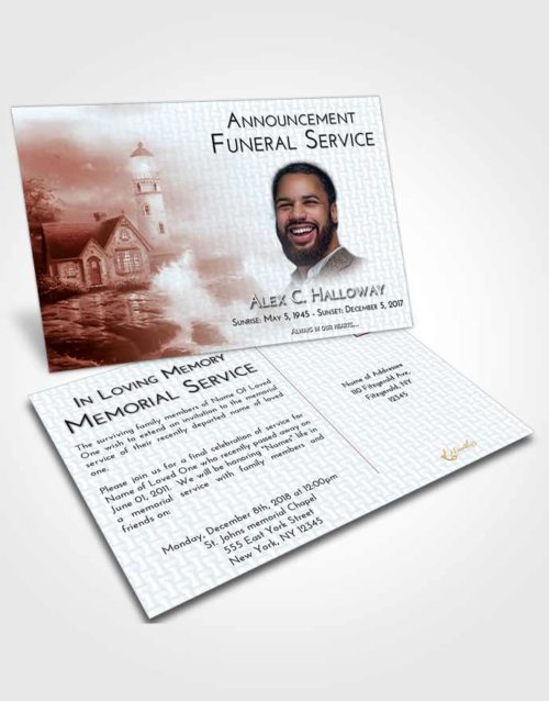 Funeral Announcement Card Template Ruby Love Lighthouse Lookout