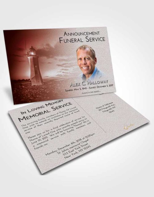 Funeral Announcement Card Template Ruby Love Lighthouse Magnificence