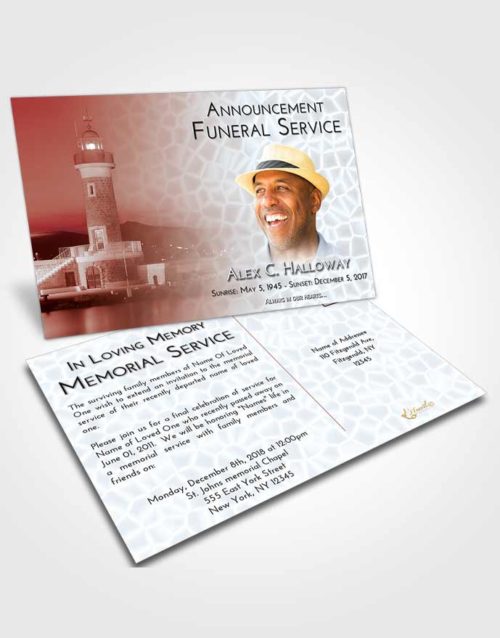 Funeral Announcement Card Template Ruby Love Lighthouse Majesty
