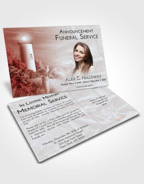 Funeral Announcement Card Template Ruby Love Lighthouse Mystery