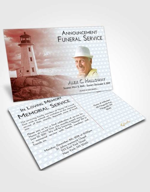 Funeral Announcement Card Template Ruby Love Lighthouse Safety