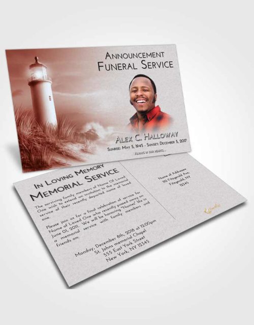 Funeral Announcement Card Template Ruby Love Lighthouse Serenity