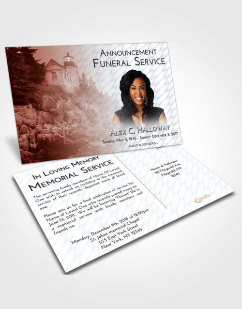 Funeral Announcement Card Template Ruby Love Lighthouse on the Rocks