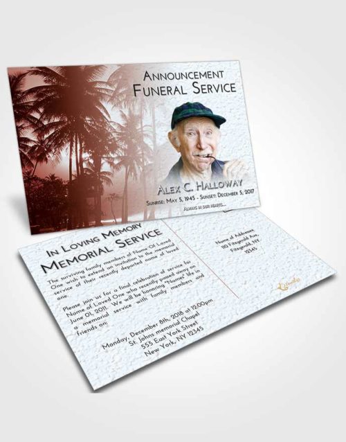 Funeral Announcement Card Template Ruby Love Palm Paradise