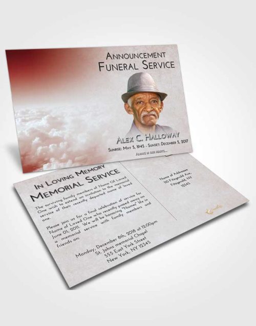 Funeral Announcement Card Template Ruby Love Return to the Clouds