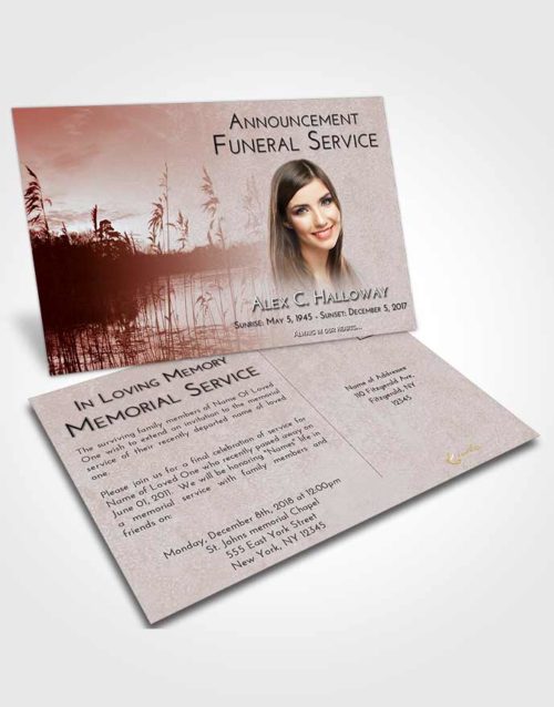 Funeral Announcement Card Template Ruby Love Serenity Lake