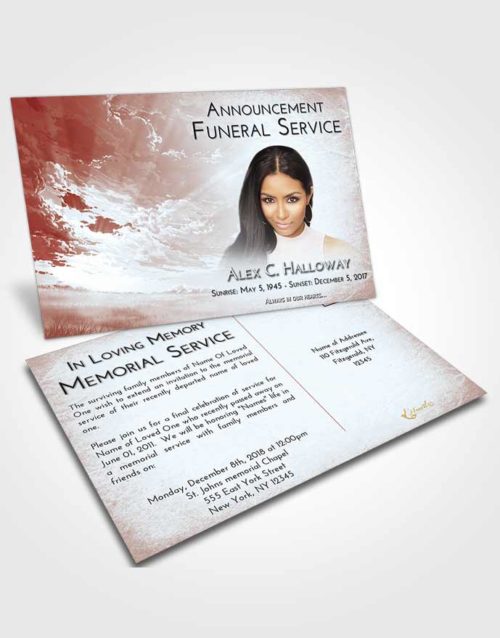 Funeral Announcement Card Template Ruby Love Sunset Mystery