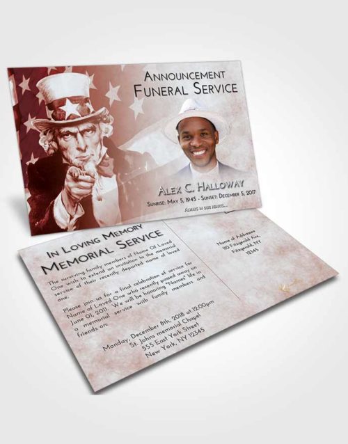Funeral Announcement Card Template Ruby Love Uncle Sam
